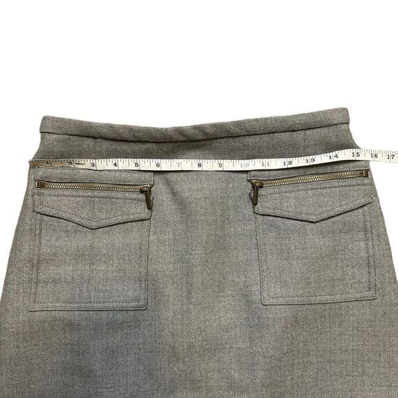 J. Crew Earthy Gray  100% Wool Front Zip Pocket Detail Pencil Skirt Size 12P - Picture 5 of 9
